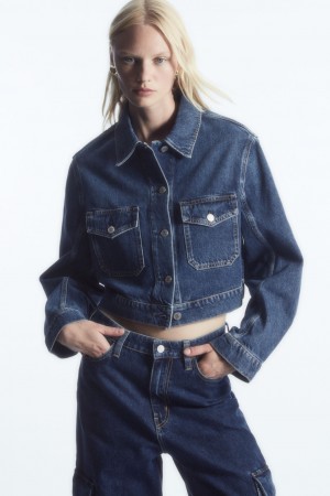 Geci COS Cropped Denim Dama Albastri | Romania-452GBNMQR