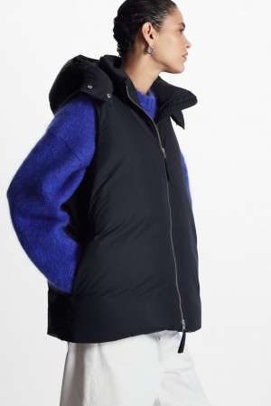 Geci COS Cu Glugă Fara Maneci Puffer Dama Bleumarin | Romania-580HJQING