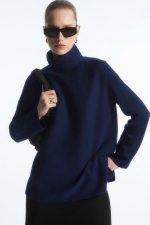 Pulovere COS A-Line Funnel-Neck Top Dama Bleumarin | Romania-036UZPNCS