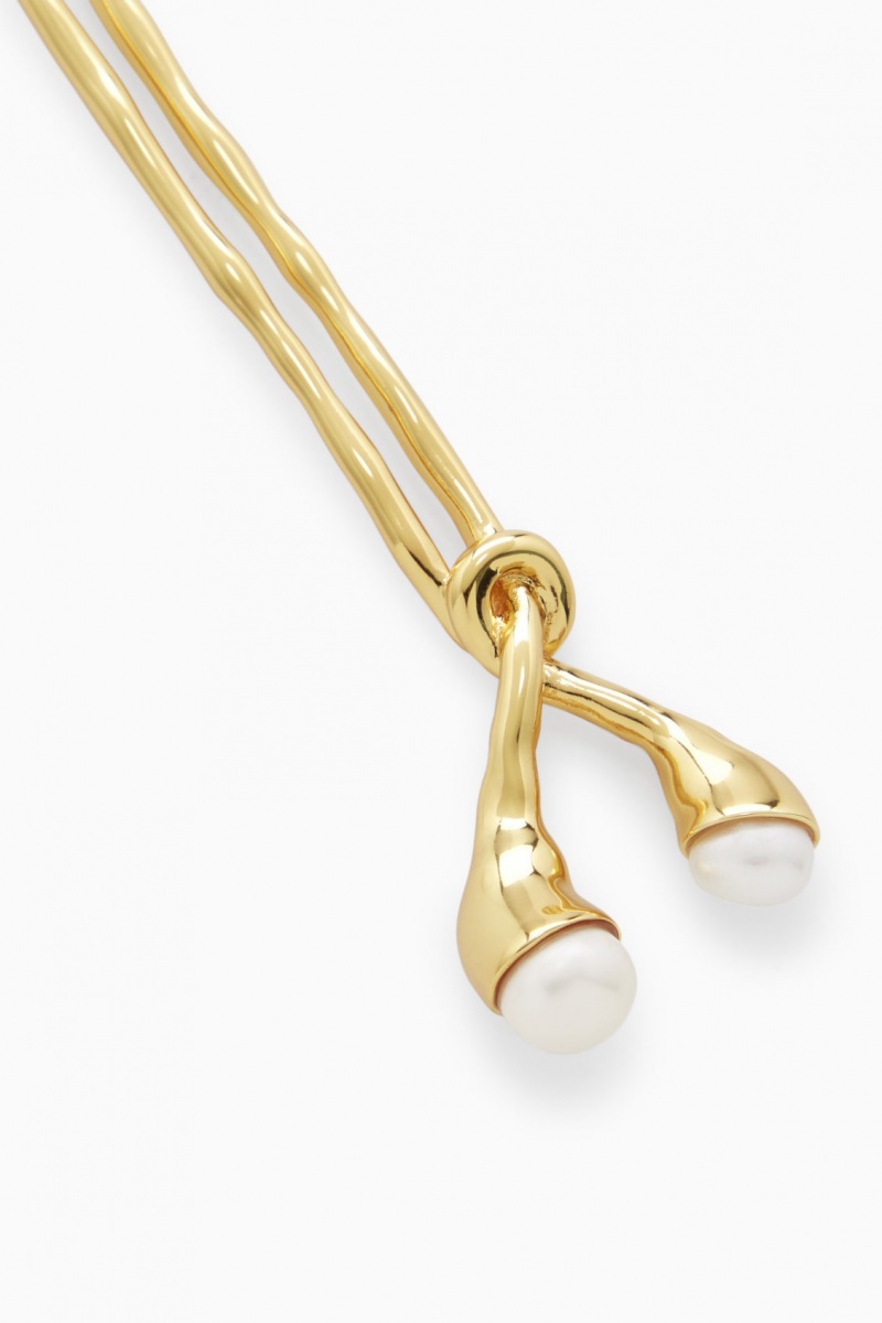 Accesorii De Par COS Freshwater Pearl Hair Pin Dama Aurii | Romania-016IROGSU