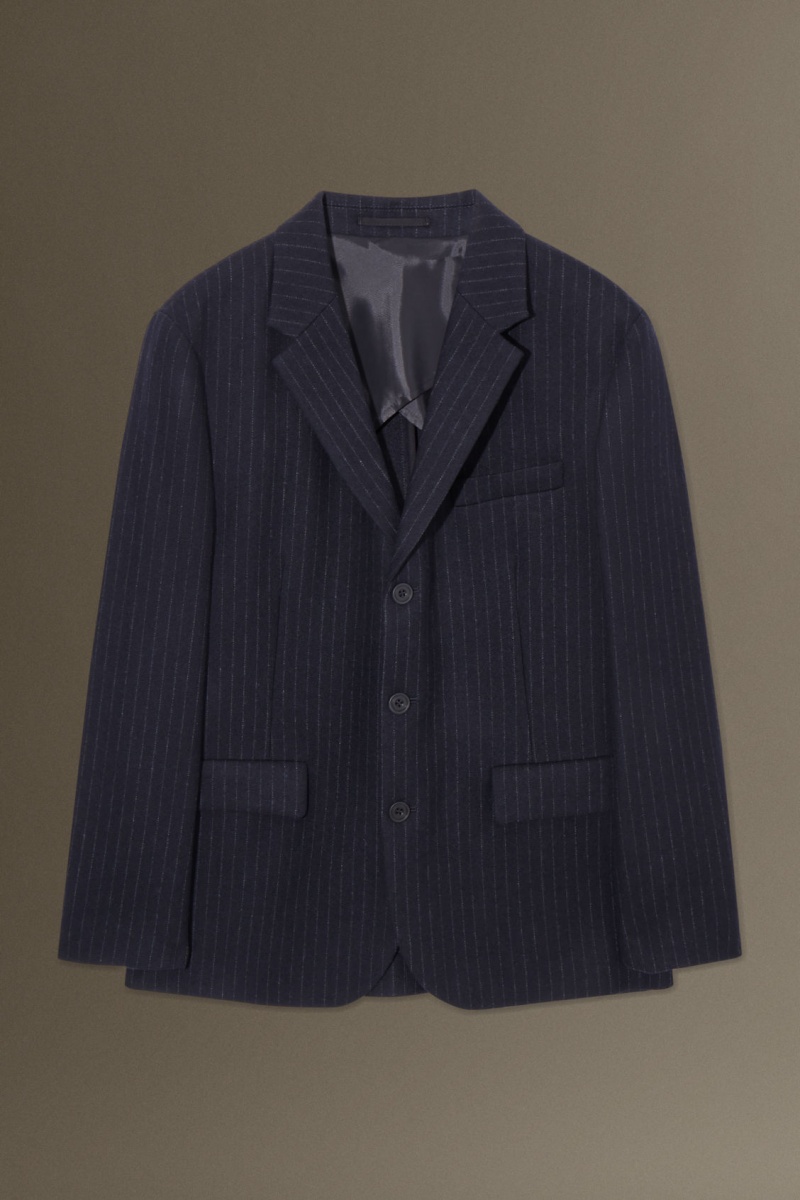 Blazer COS Pinstriped Lână Regular Barbati Bleumarin | Romania-682MZNLWH