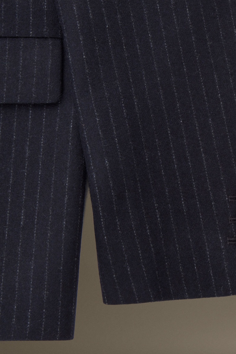 Blazer COS Pinstriped Lână Regular Barbati Bleumarin | Romania-682MZNLWH