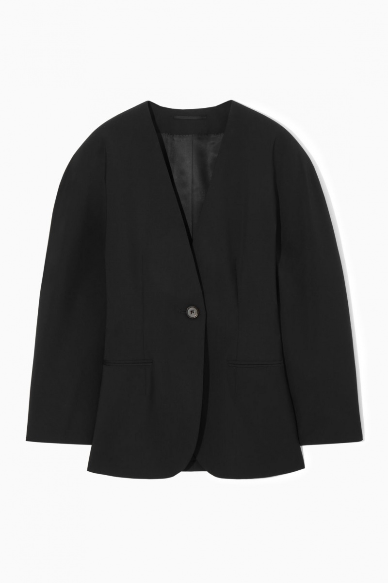 Blazer COS Sculpted Collarless Lână Dama Negrii | Romania-158HKZOMR