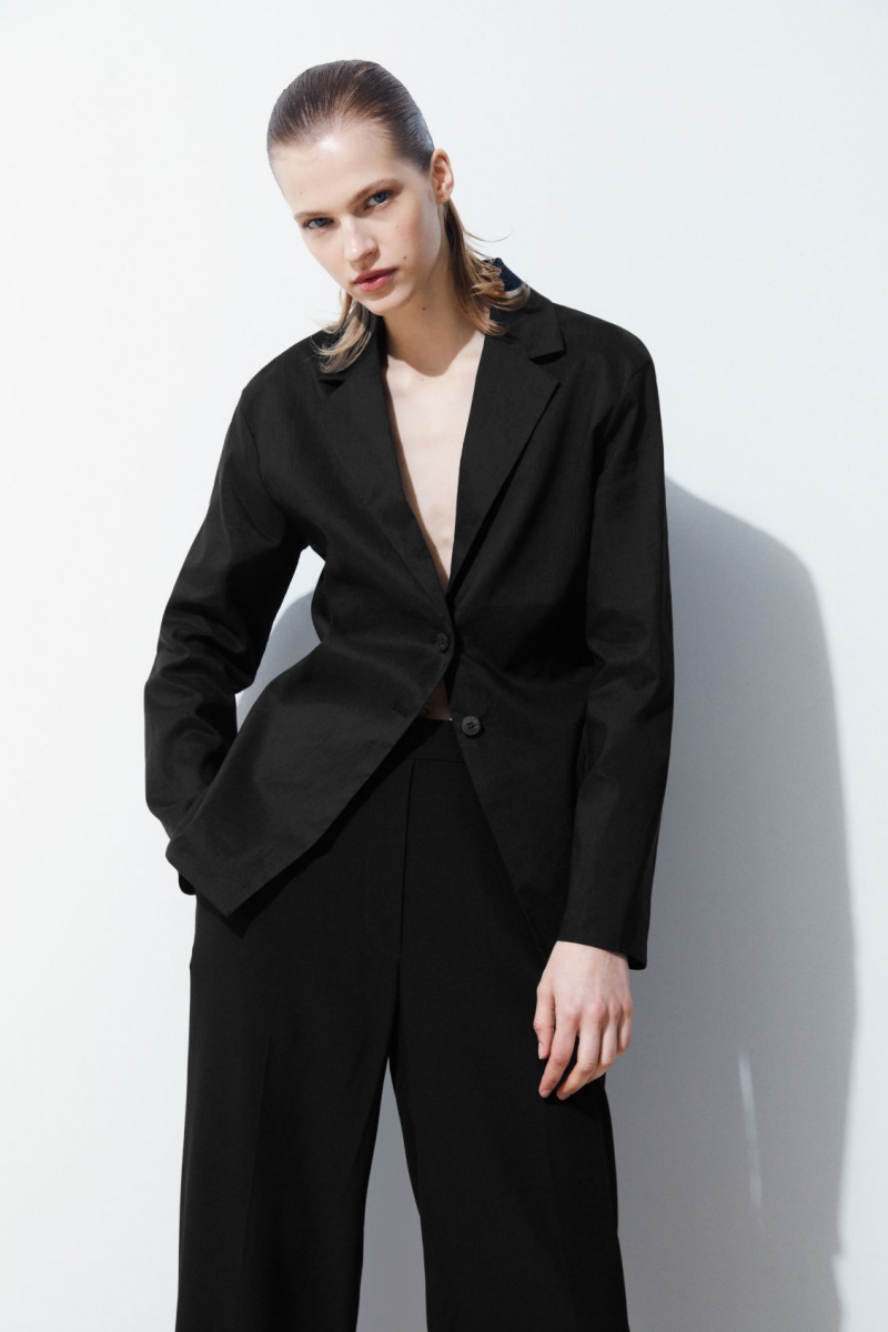 Blazer COS The Waisted Linen Dama Negrii | Romania-691XUPIBY