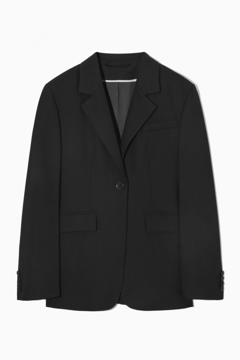 Blazer COS Waisted Lână Dama Negrii | Romania-513KUMVBO