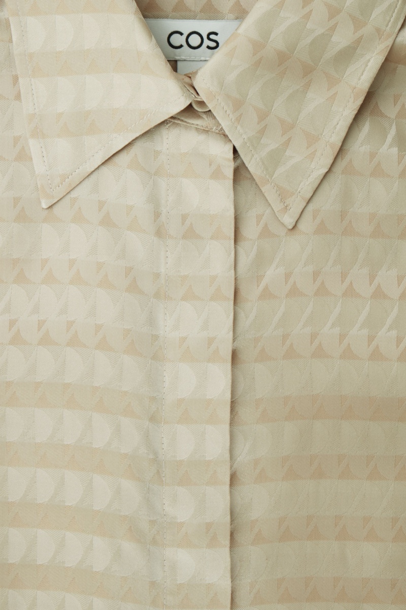 Camasa COS Geometric-Jacquard Satin Dama Bej Deschis | Romania-126ERSKUM