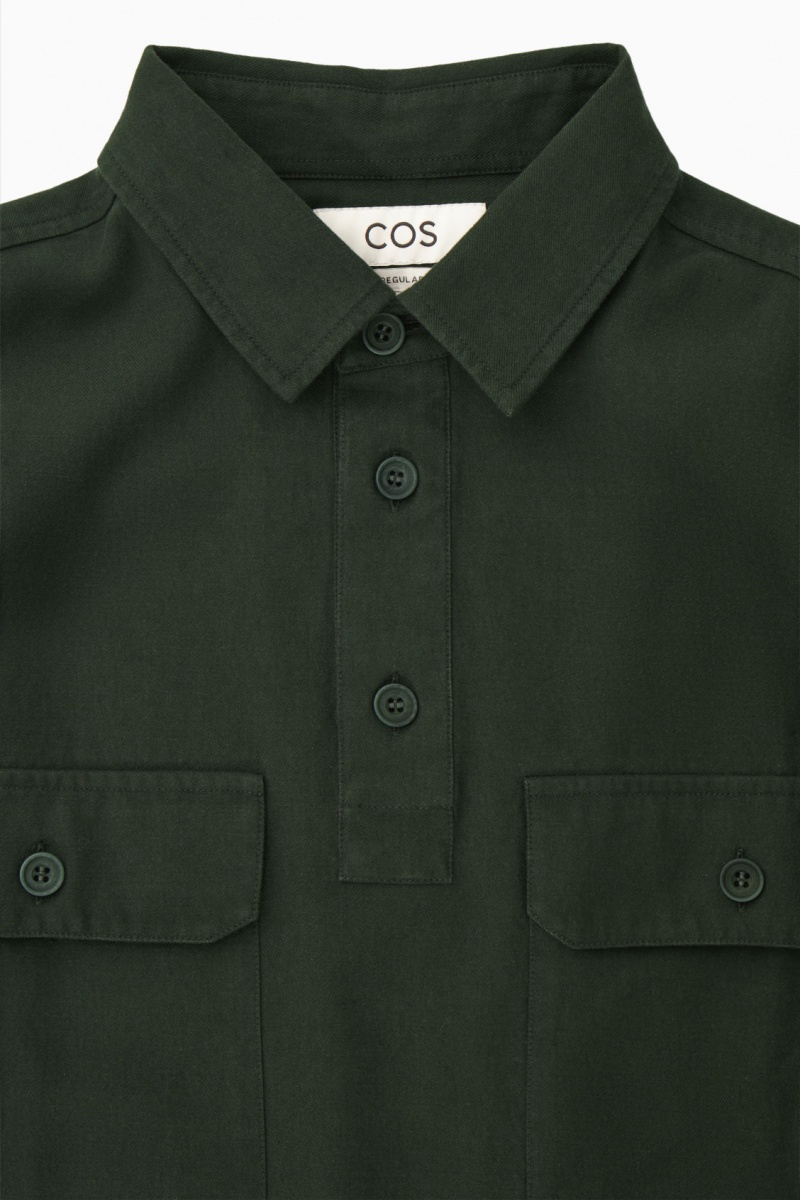 Camasa COS Half-Placket Utility Overshirt Barbati Verzi Inchis | Romania-576VROTYH