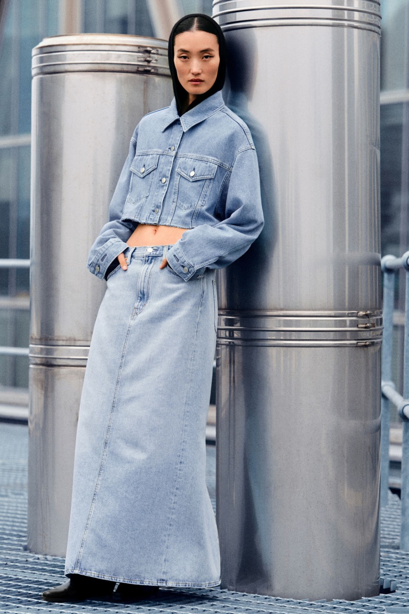 Camasa COS Oversized Cropped Denim Overshirt Dama Albastri Deschis | Romania-857XVKISJ