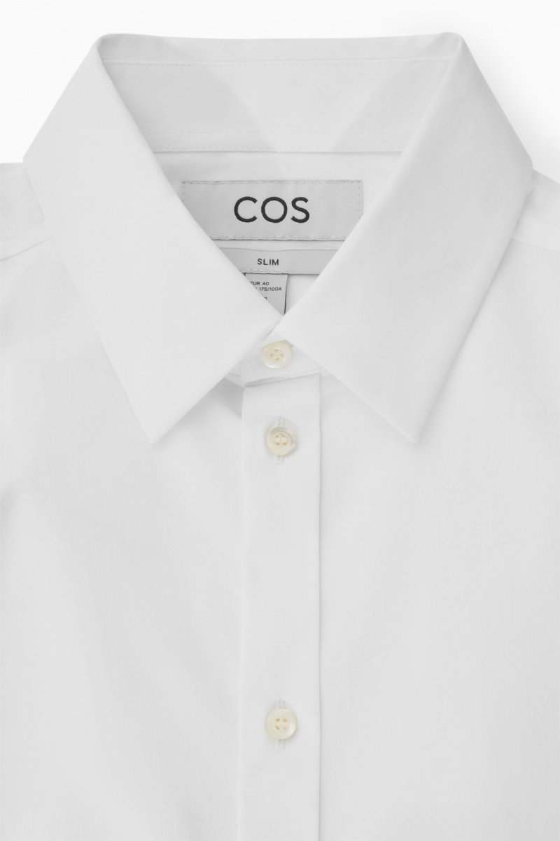 Camasa COS Tailored Poplin Slim Barbati Albi | Romania-456SFQJWC