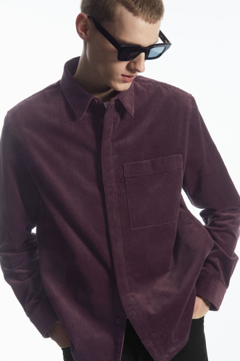 Camasa COS Utility-Stil Corduroy Overshirt Barbati Violet | Romania-239HBCZRI