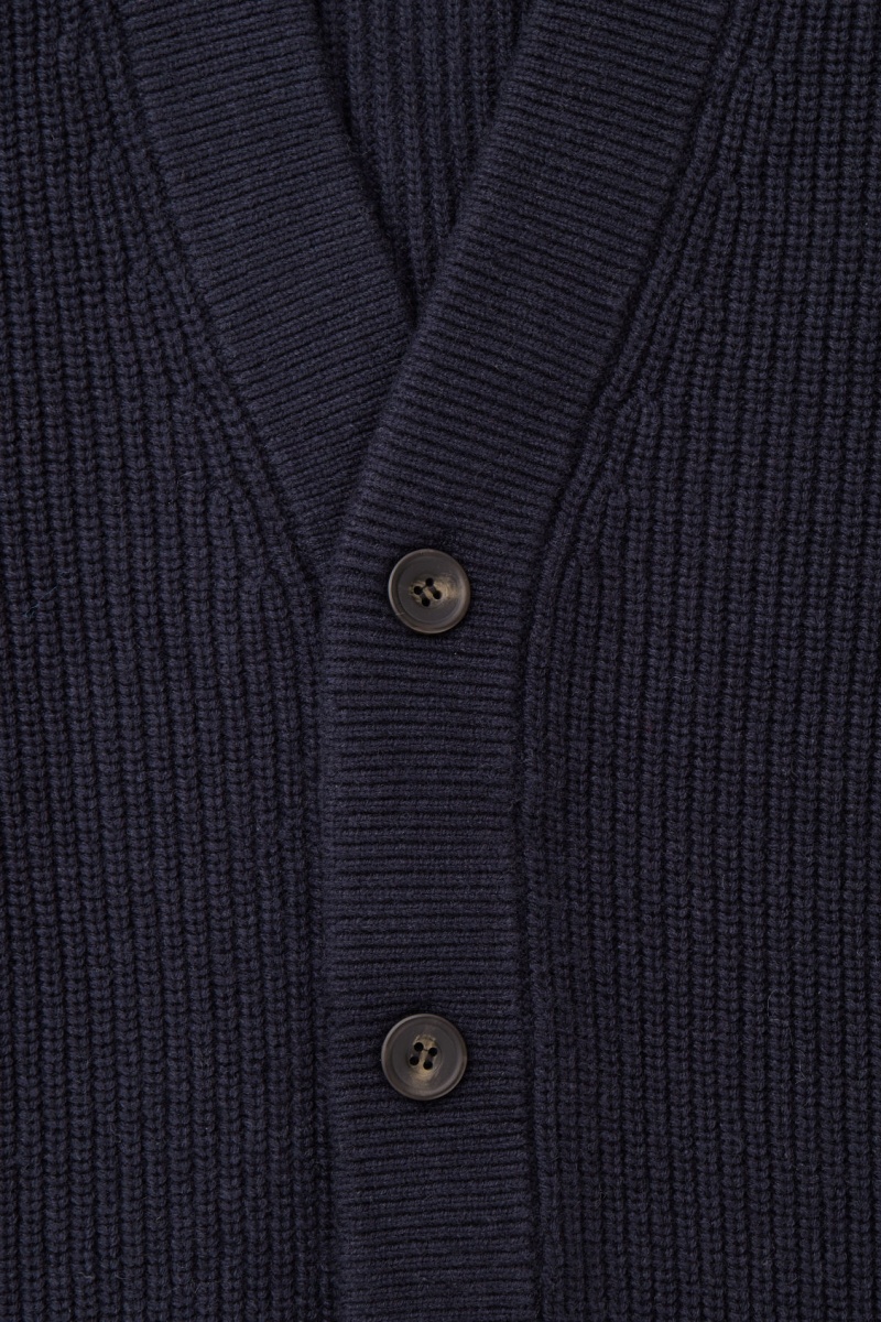 Cardigan COS Cu Nervuri Lână And Cashmere Barbati Bleumarin | Romania-790BINDUQ