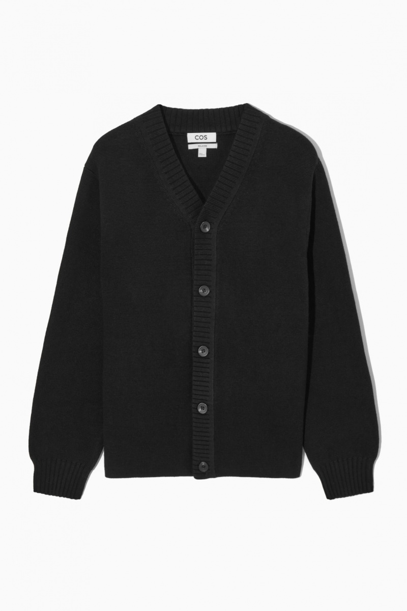 Cardigan COS V-Neck Lână-Blend Barbati Negrii | Romania-754UJOELS