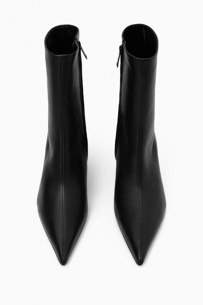 Cizme de Piele COS Pointed Kitten-Heel Dama Negrii | Romania-531OAYWGJ