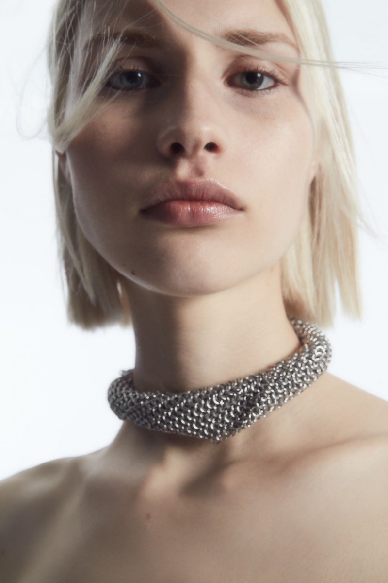 Colier COS Chainmail Choker Dama Argintii | Romania-851TWHLSD