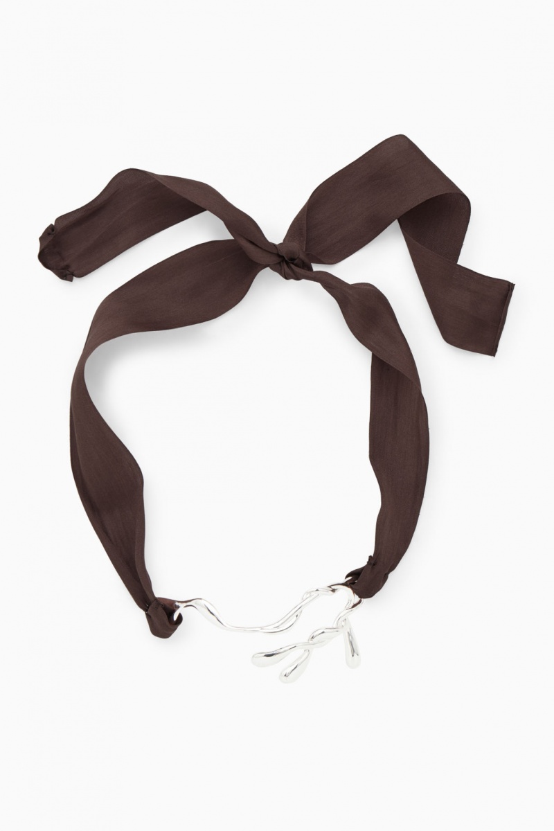 Colier COS Organic-Shaped Silk-Ribbon Choker Dama Argintii Maro | Romania-817SEUCTX