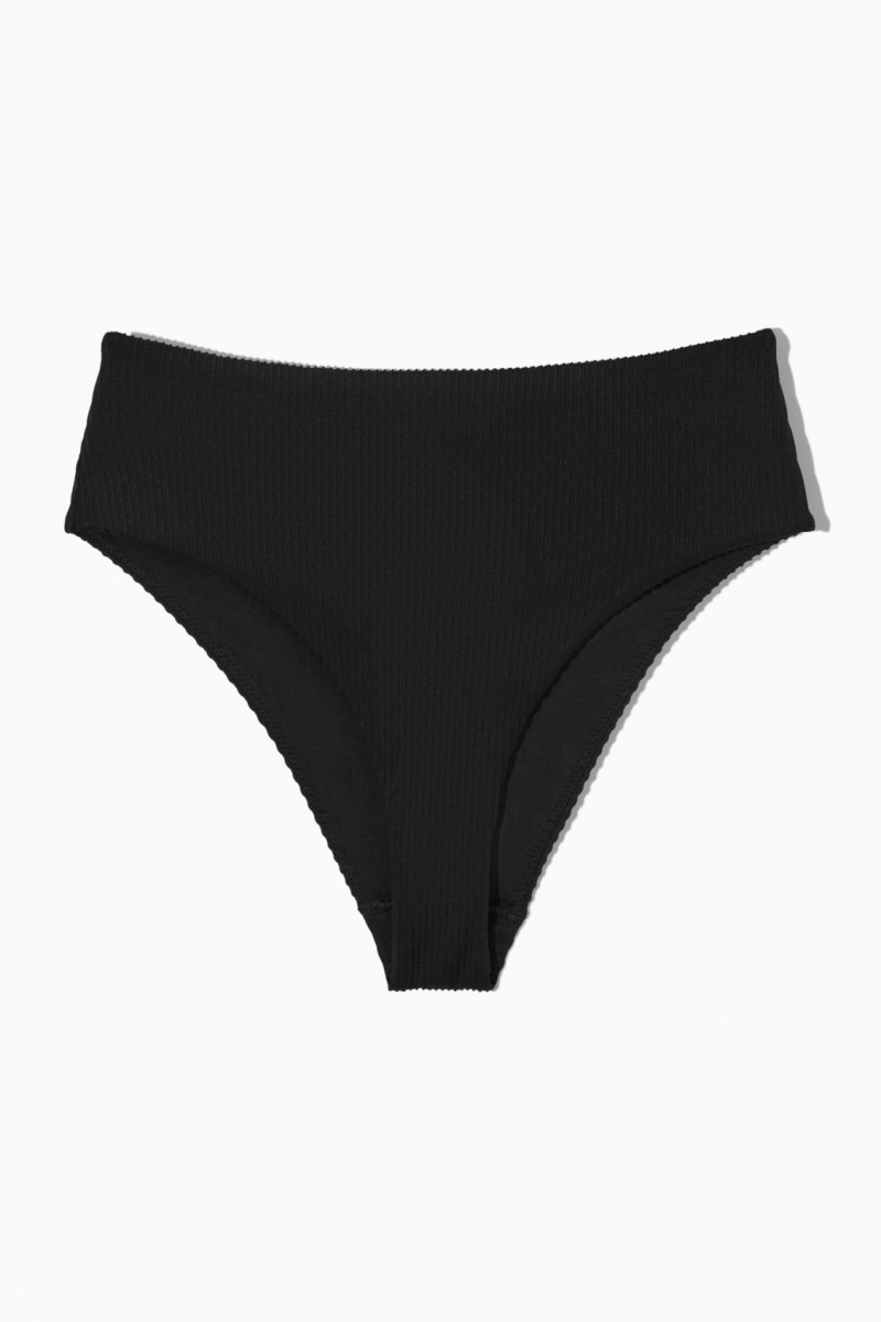 Costume De Baie COS High-Waisted Cu Nervuri Bikini Briefs Dama Negrii | Romania-678LSGIKV