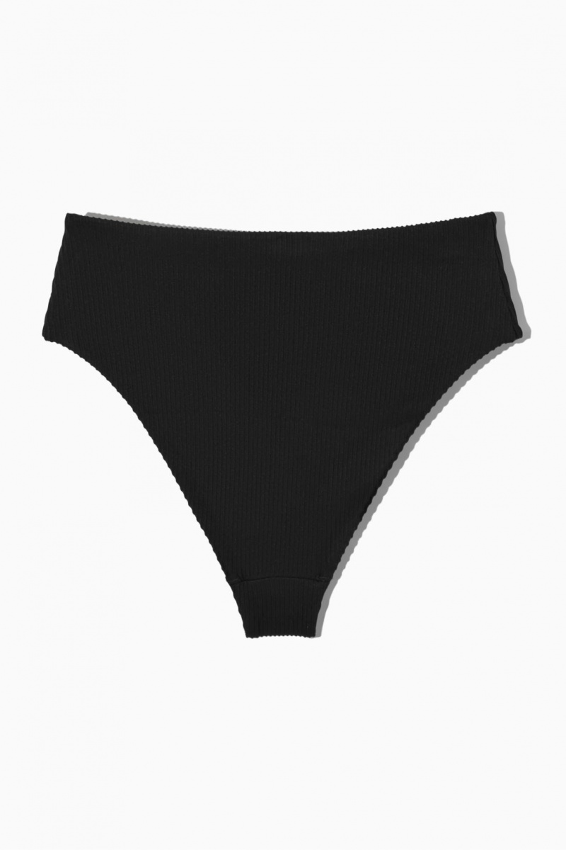 Costume De Baie COS High-Waisted Cu Nervuri Bikini Briefs Dama Negrii | Romania-678LSGIKV