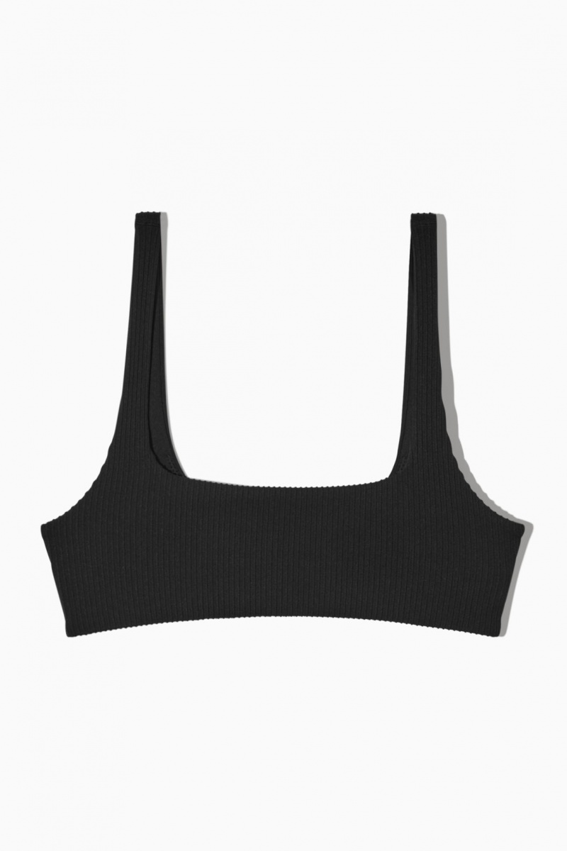 Costume De Baie COS Square-Neck Cu Nervuri Bikini Dama Negrii | Romania-934XTBUHF