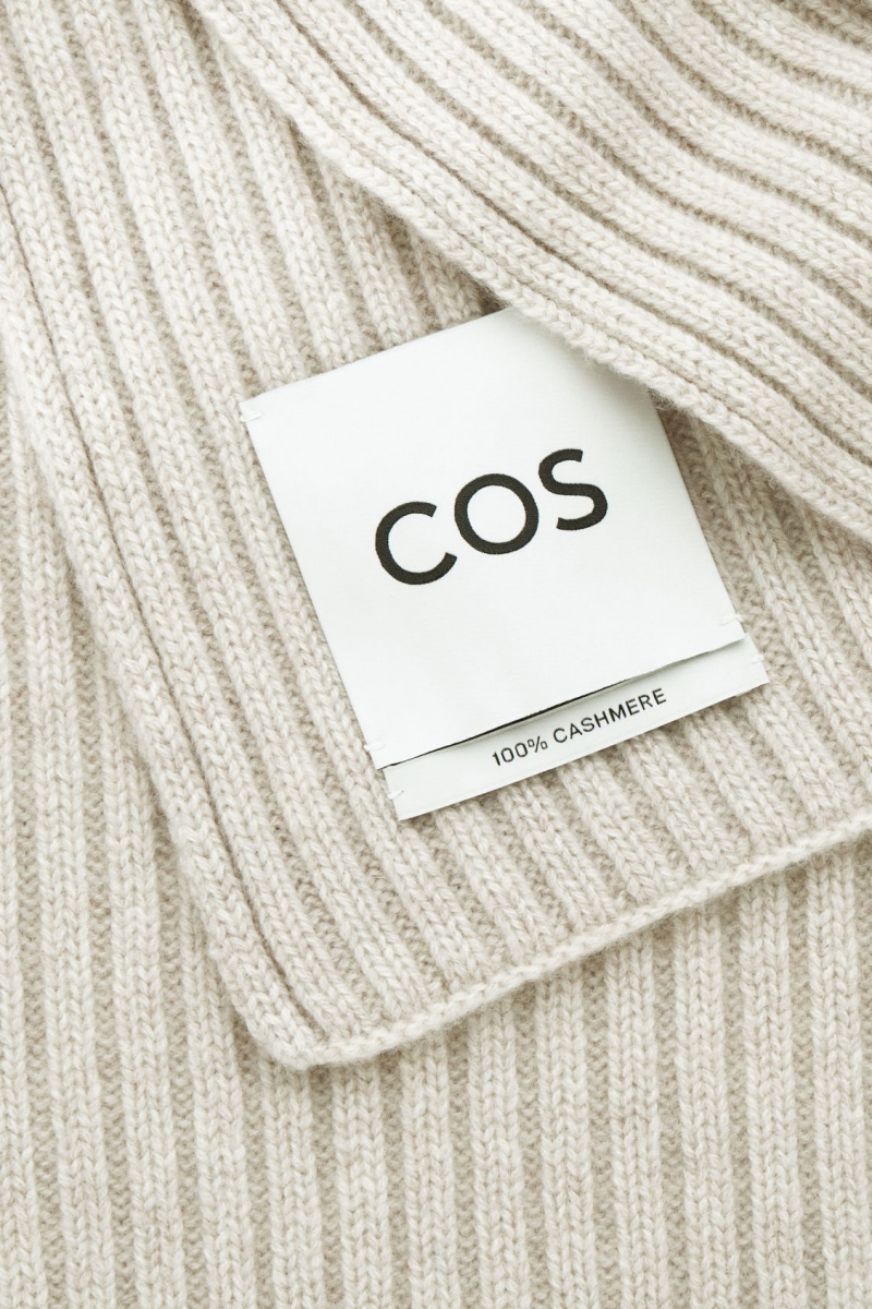 Esarfa COS Grosolan Cu Nervuri Pure Cashmere Dama Albi | Romania-703EQXJCI