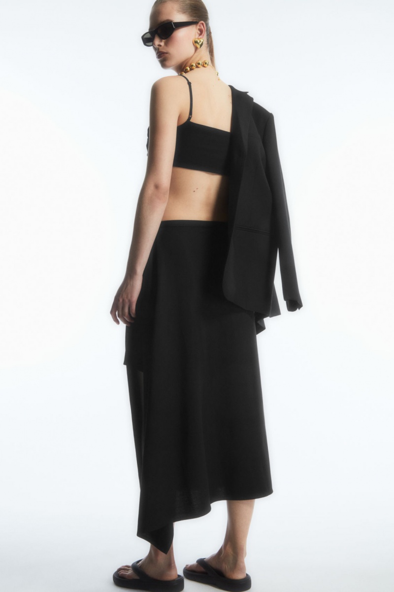 Fusta COS Asymmetric Midi Wrap Dama Negrii | Romania-975CJDIEX