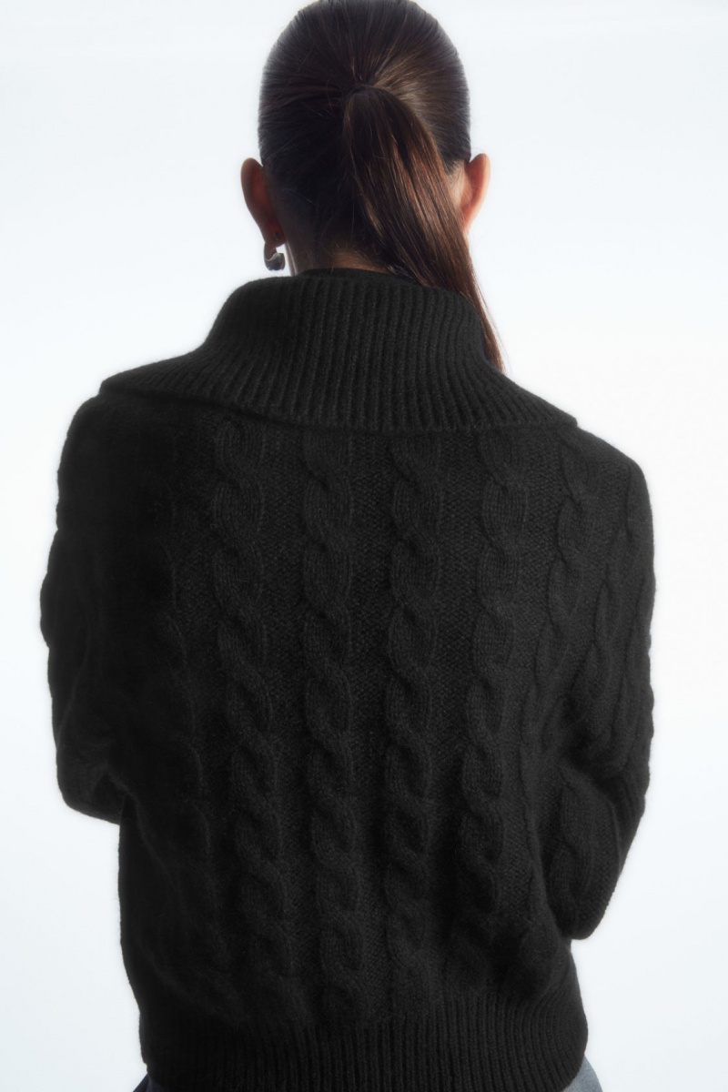 Geci COS Cable-Knit Lână Zip-Up Dama Negrii | Romania-763NYWTDI