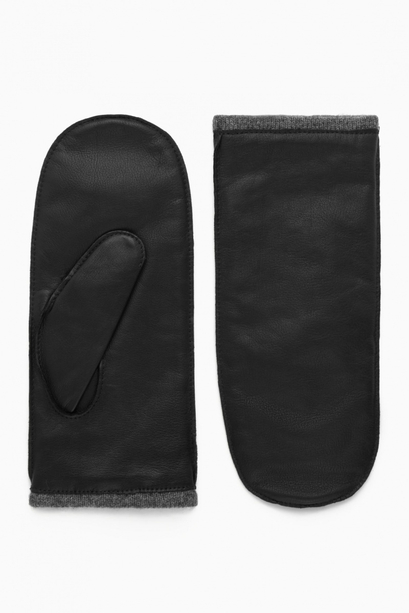 Mittens COS Cashmere-Captusite Piele Dama Negrii Maro | Romania-489FGIHLX