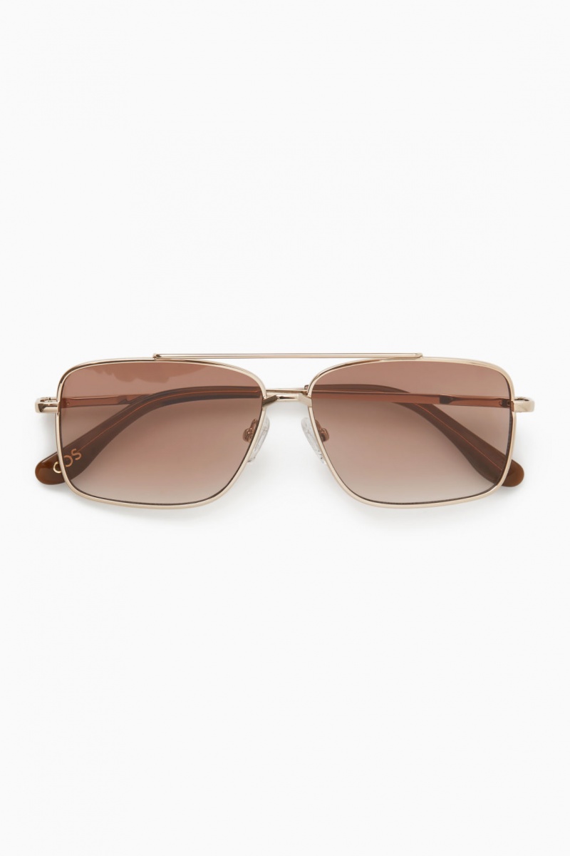 Ochelari de Soare COS Gold-Tone Aviator Dama Aurii | Romania-370RWZFMB