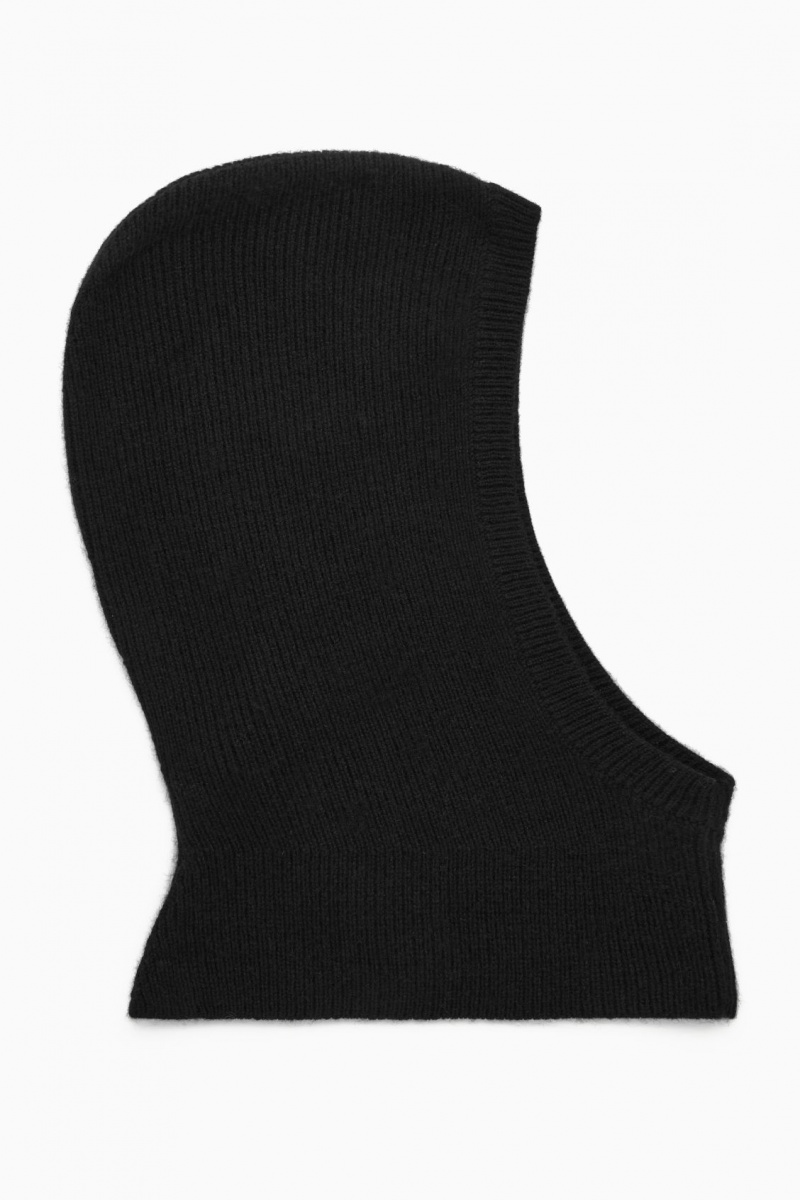 Palarie COS Cu Nervuri Lână-Cashmere Balaclava Dama Negrii | Romania-348PSEFCY