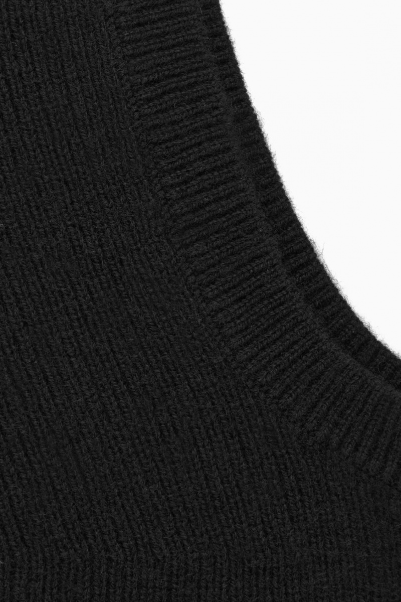 Palarie COS Cu Nervuri Lână-Cashmere Balaclava Dama Negrii | Romania-517BCYEXO