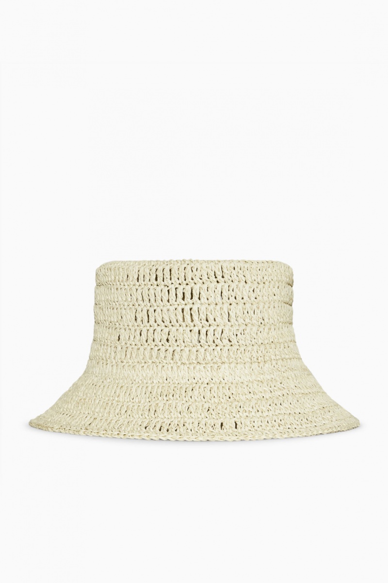 Palarie COS Woven Straw Bucket Dama Bej | Romania-043TRDZQI