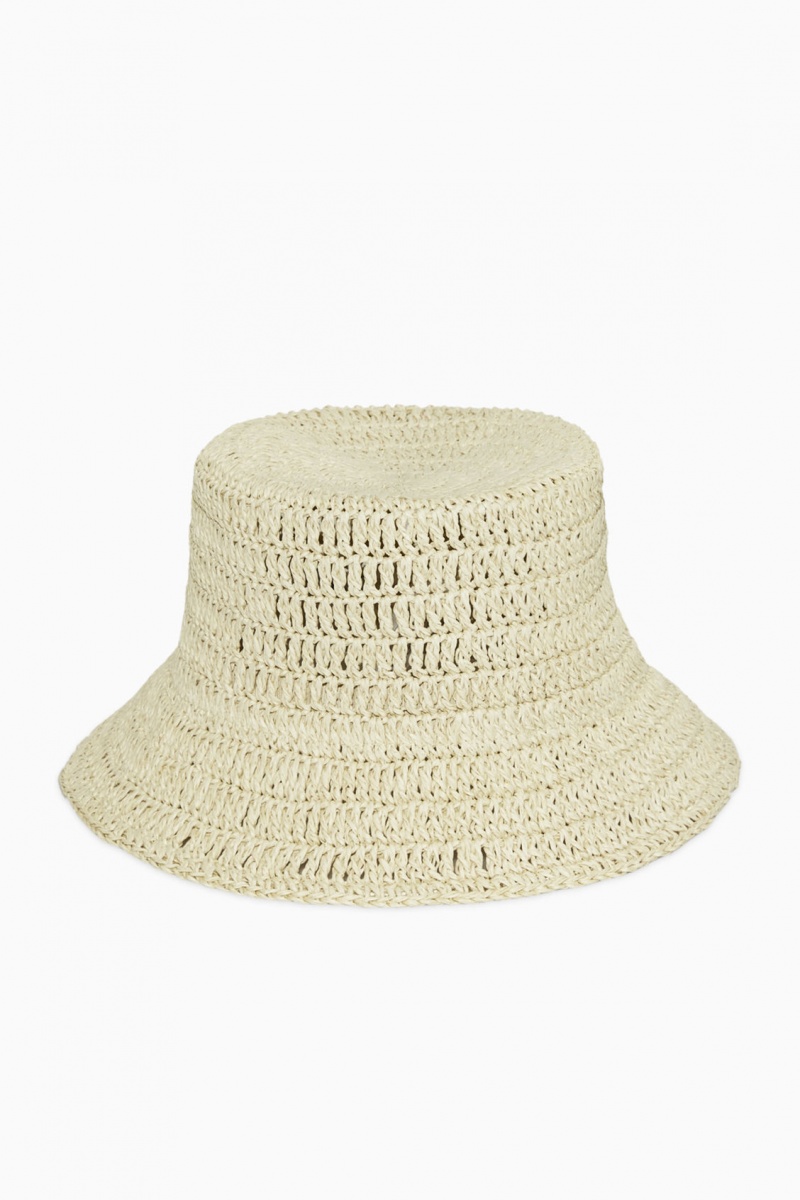 Palarie COS Woven Straw Bucket Dama Bej | Romania-043TRDZQI