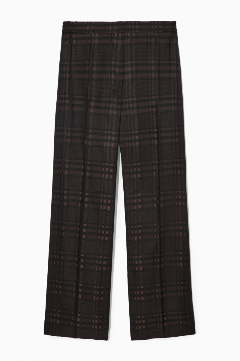 Pantaloni COS Drept-Leg Checked Jacquard Dama Maro Negrii | Romania-578GJLOZD