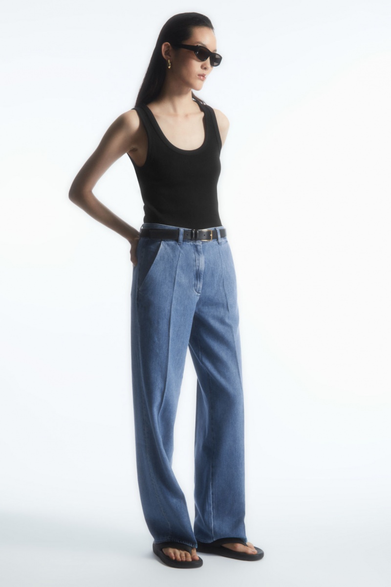 Pantaloni COS Drept-Leg Denim Dama Albastri | Romania-934TCJMYB