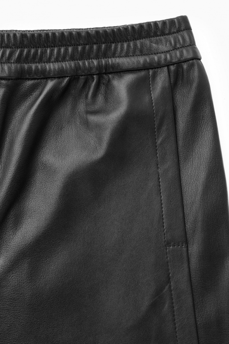 Pantaloni COS Drept-Leg Elasticated Piele Dama Negrii | Romania-461UYIKZW