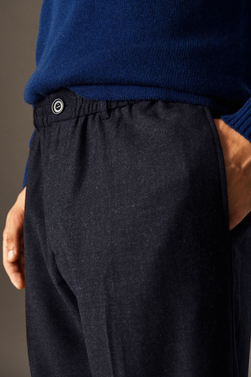 Pantaloni COS Elasticated Lână-Flannel Tapered Barbati Bleumarin | Romania-432HGTPJZ