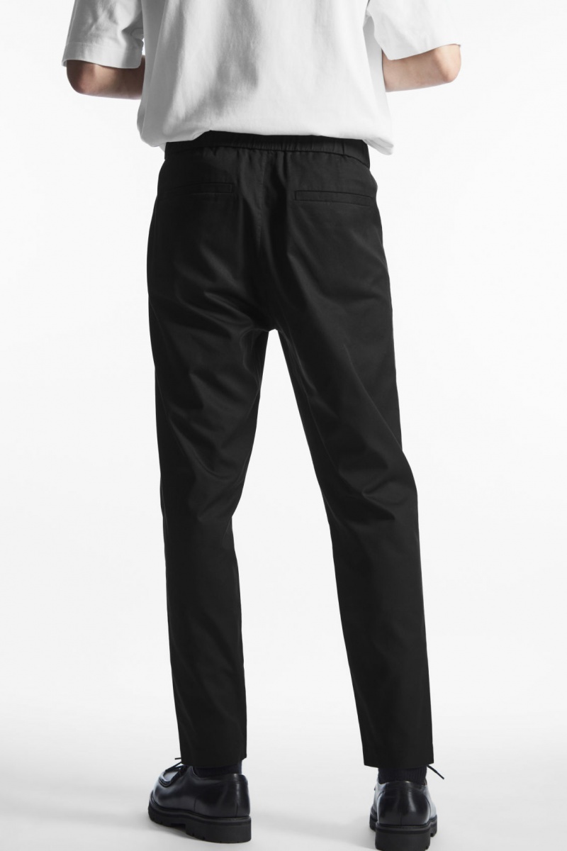 Pantaloni COS Elasticated Tapered Twill Barbati Negrii | Romania-317MYOGVW