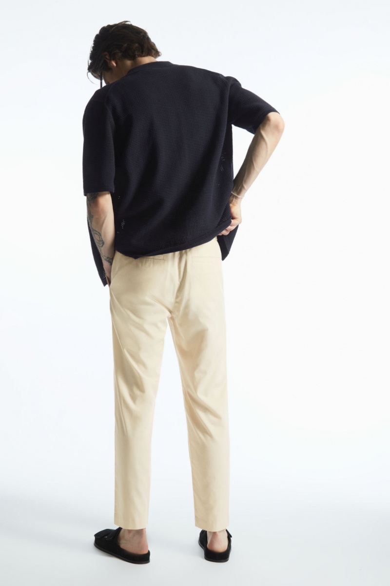 Pantaloni COS Elasticated Tapered Twill Barbati Bej | Romania-390WGQCER