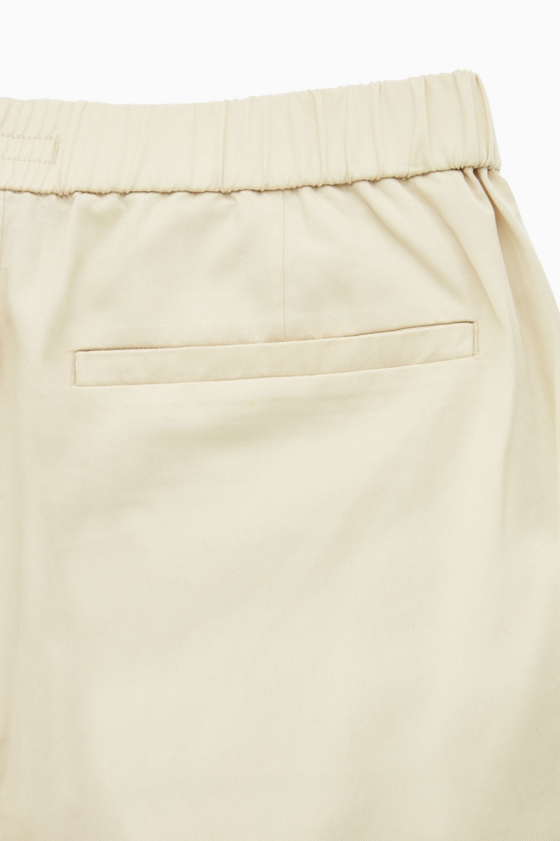 Pantaloni COS Elasticated Tapered Twill Barbati Bej | Romania-390WGQCER