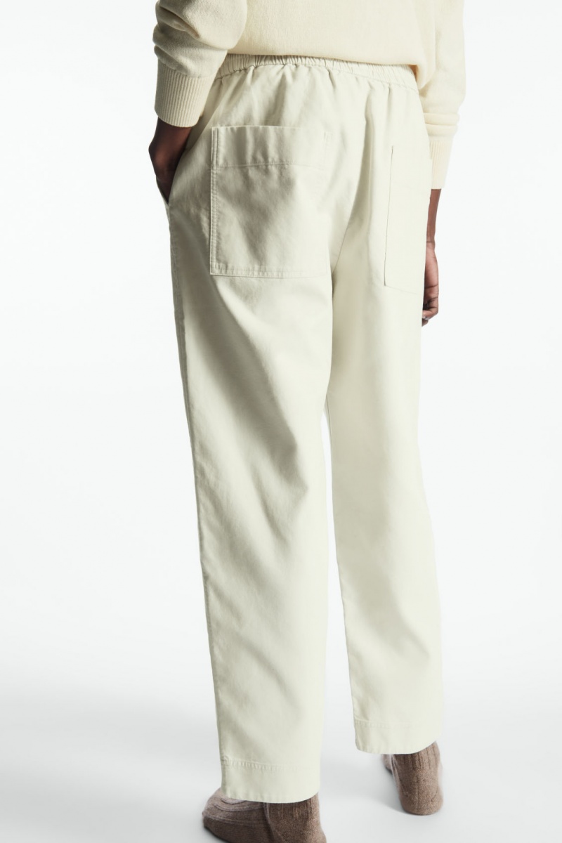 Pantaloni COS Elasticated Twill Barbati Albi | Romania-967AKDWVF