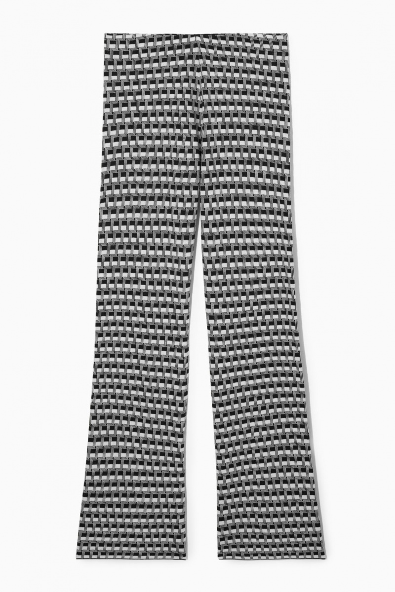 Pantaloni COS Flared Checked Jacquard-Knit Dama Negrii | Romania-837ZJVRMY