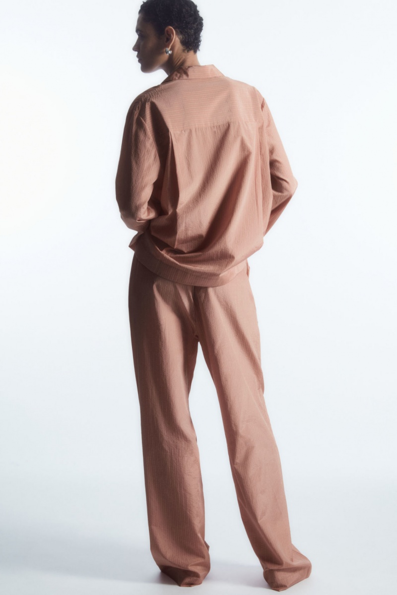 Pantaloni COS In Dungi Silk-Blend Pajama Dama Roz | Romania-079BRUVMP