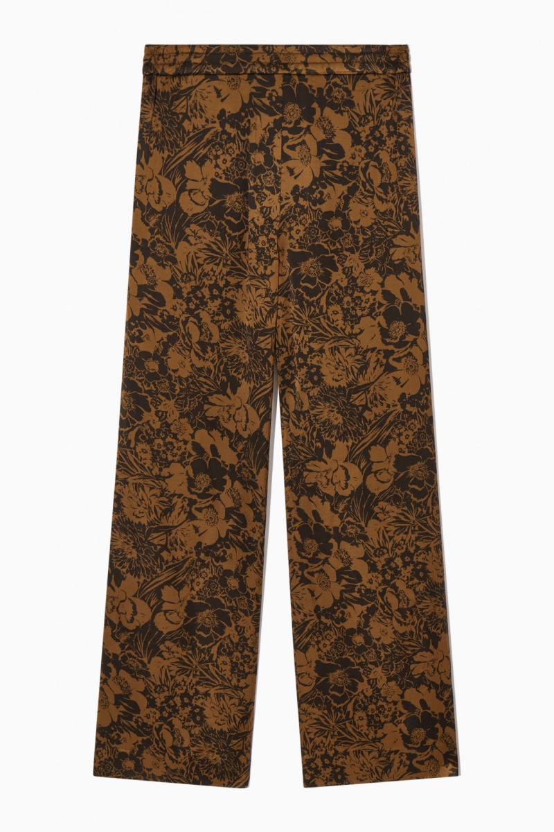 Pantaloni COS Largi-Leg Floral-Print Dama Maro Negrii | Romania-769ERFGXM