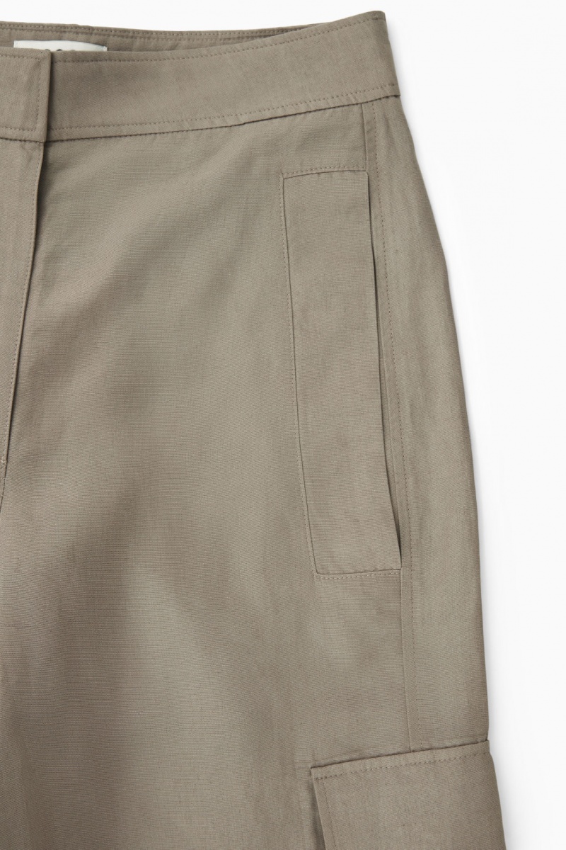 Pantaloni COS Largi-Leg Linen-Blend Cargo Dama Gri | Romania-168KBINMP