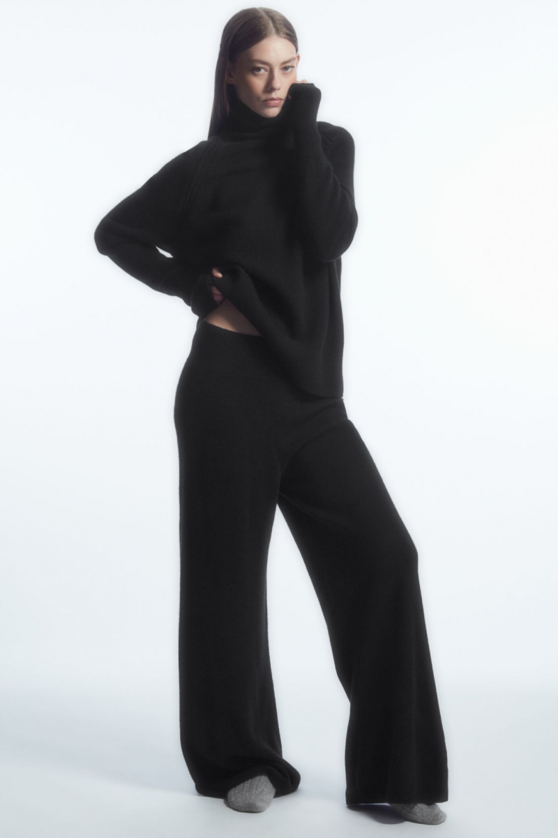 Pantaloni COS Largi-Leg Pure Cashmere Dama Negrii | Romania-318SXNVER