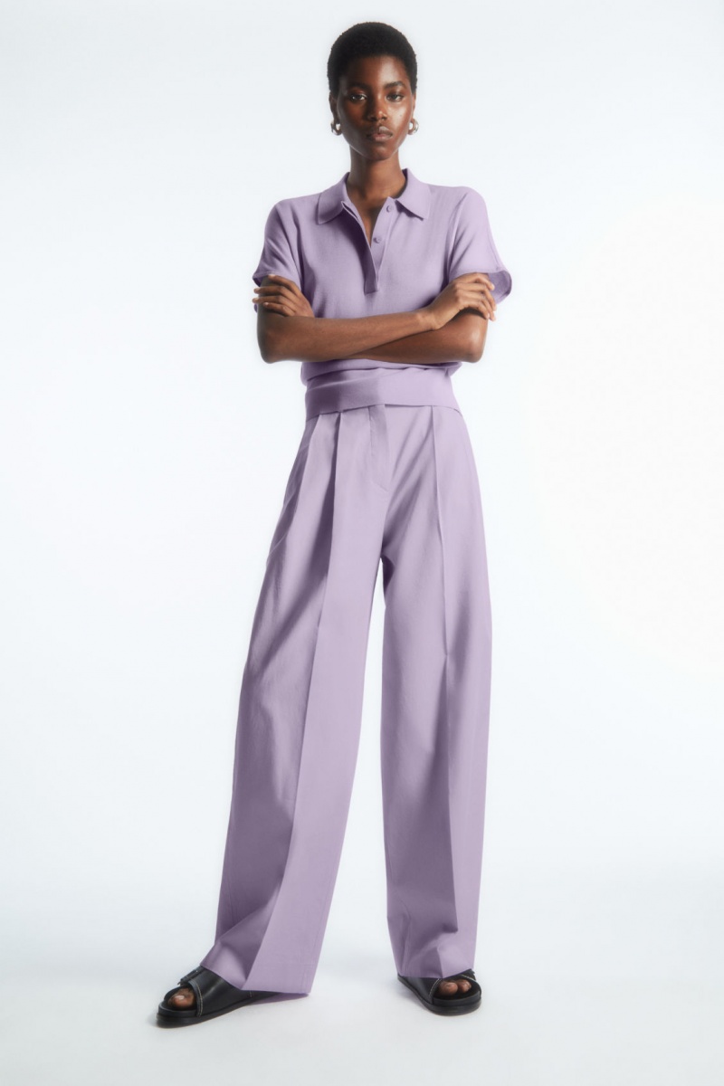 Pantaloni COS Largi-Leg Tailored Dama Violet Deschis | Romania-476FAMHSI