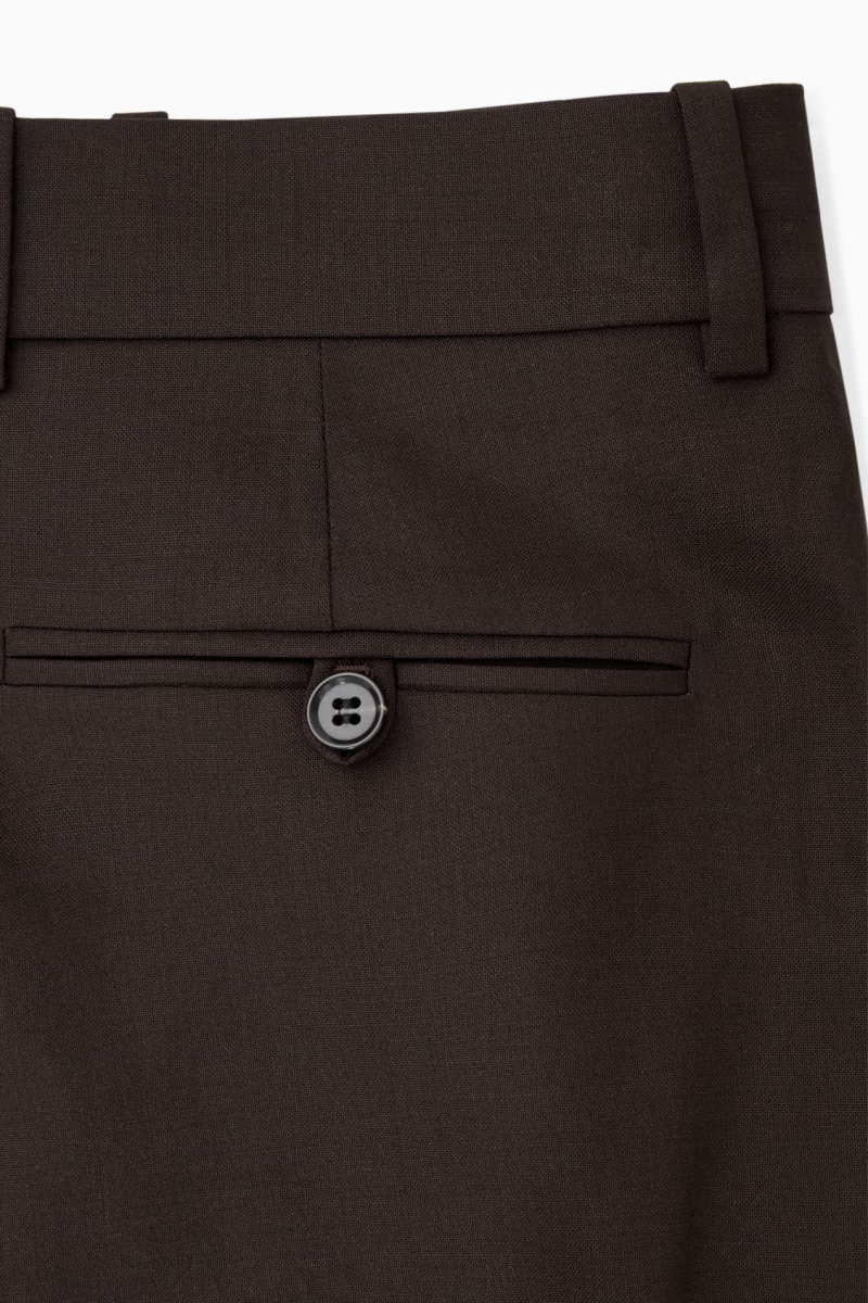 Pantaloni COS Low-Rise Tailored Lână Dama Maro Inchis | Romania-098SNWZFE