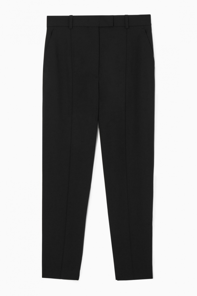 Pantaloni COS Pintucked Slim-Leg Lână Dama Negrii | Romania-961ZJIVNX