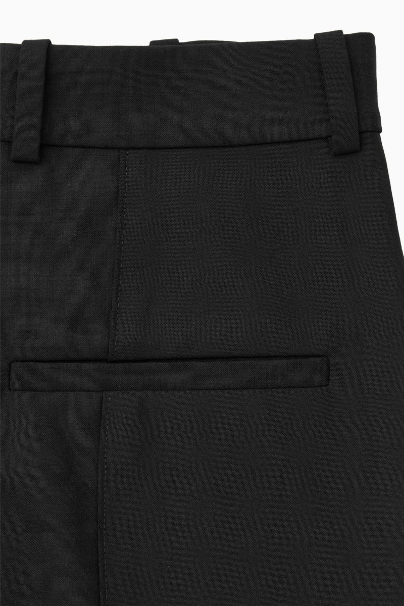 Pantaloni COS Pintucked Slim-Leg Lână Dama Negrii | Romania-961ZJIVNX