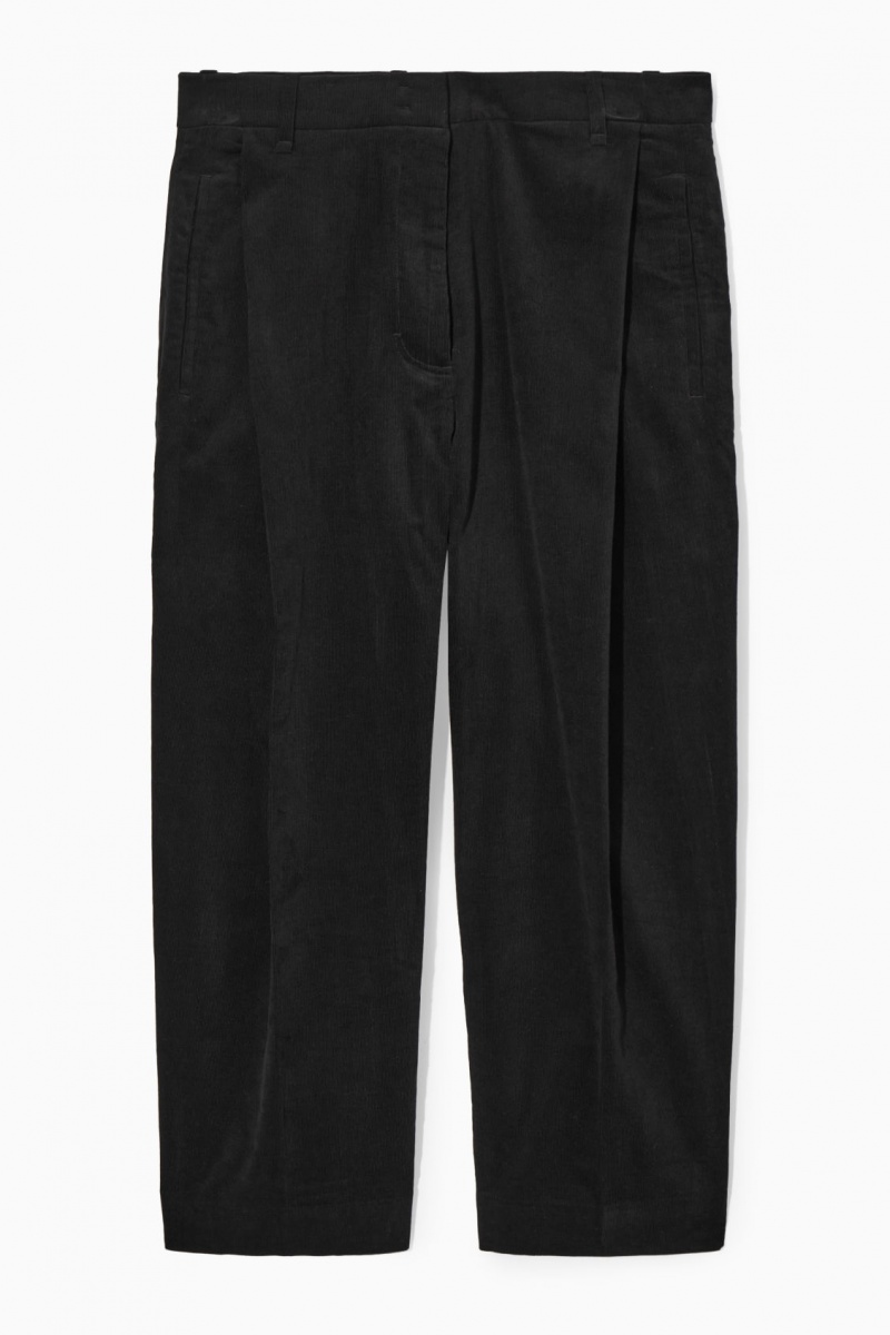 Pantaloni COS Plisat Barrel-Leg Corduroy Dama Negrii | Romania-754LDYEBJ