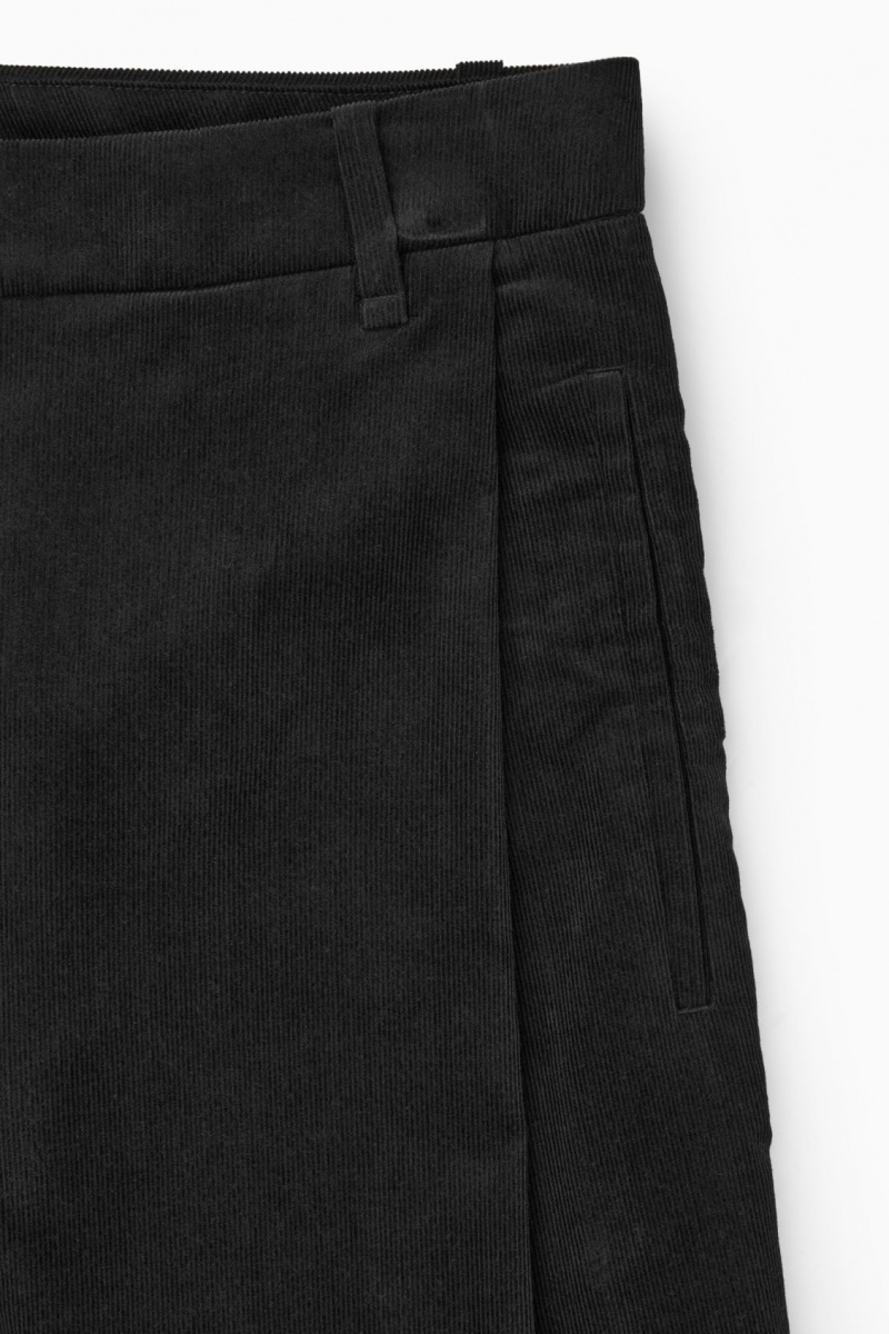 Pantaloni COS Plisat Barrel-Leg Corduroy Dama Negrii | Romania-754LDYEBJ